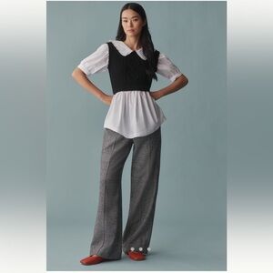 Maeve Peter Pan Collar Twofer Sweater Top